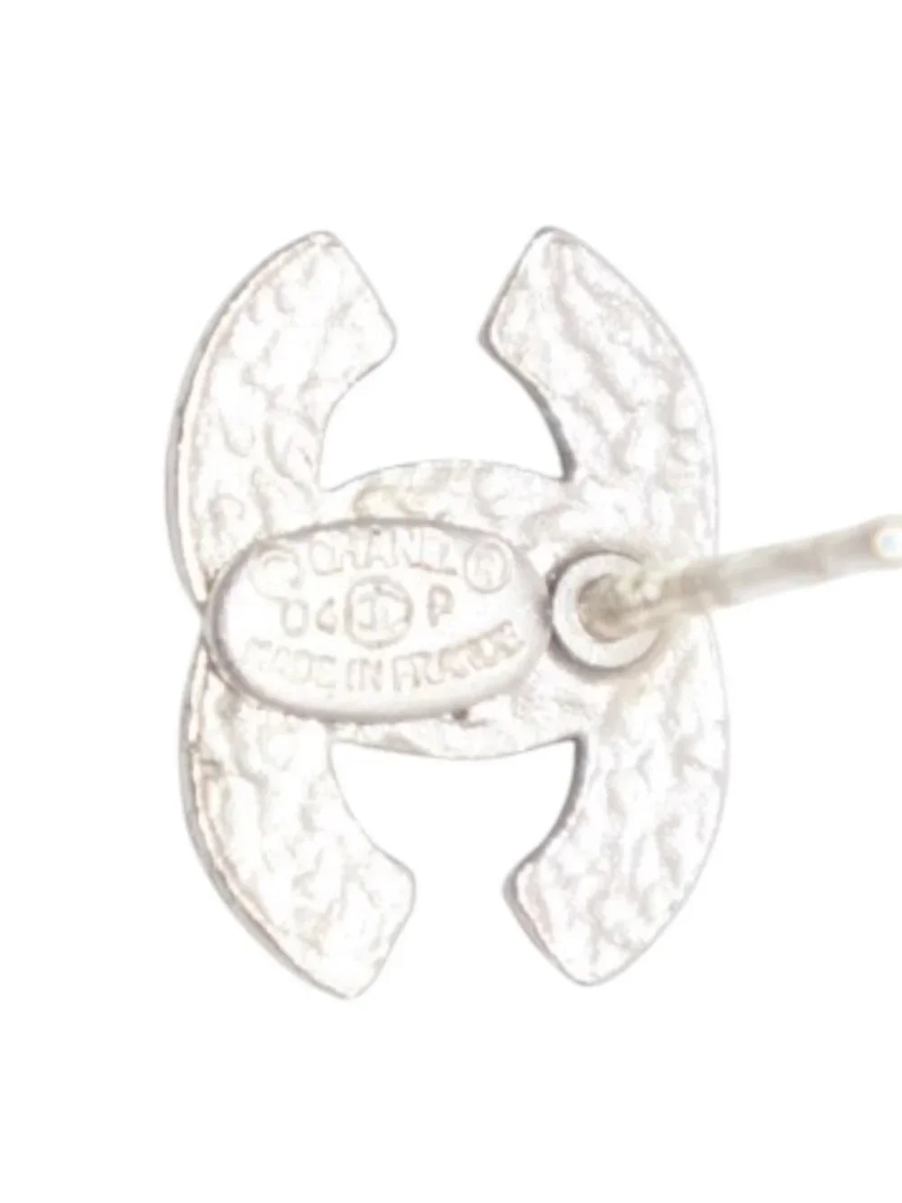 Chanel Earrings CC Logo Mini Orange Silver 04 One Side CC
